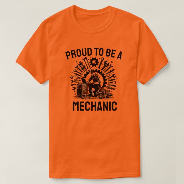 stolt över att vara en mekanisk t shirt (Design framsida)