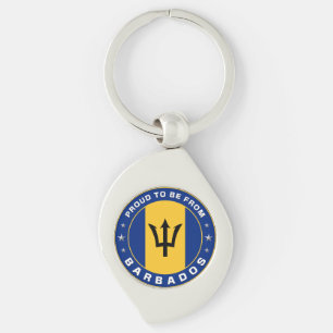stolt över att vara från Barbados Swirl Silverfärgad Nyckelring