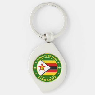 stolt över att vara från Zimbabwe Swirl Silverfärgad Nyckelring