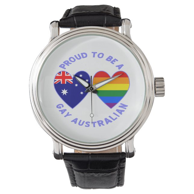 stolt över att vara Gay Australian Heart Flaggor Armbandsur (Framsida)