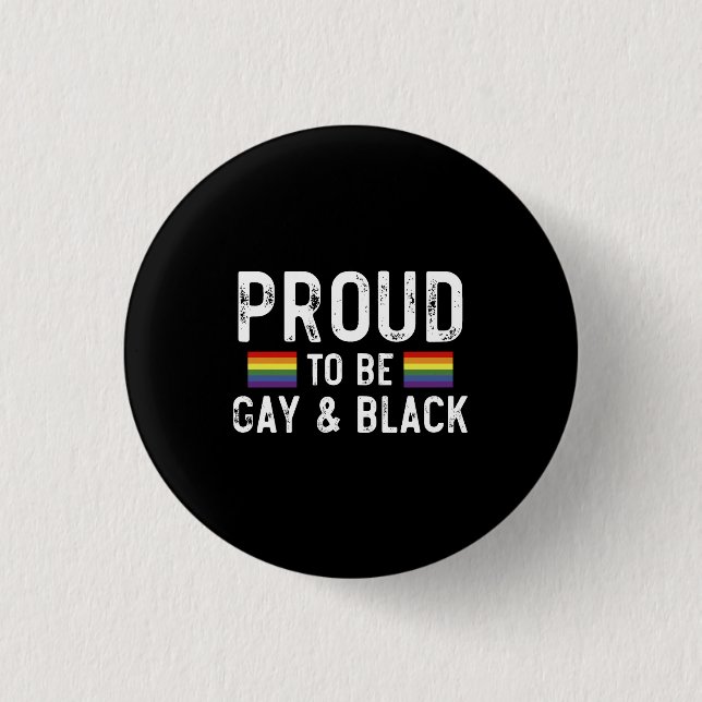 Stolt över att vara gay och svart knapp (Framsida)
