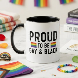 Stolt över att vara gay och svart regnbågsstolthet Två-Tonad mugg