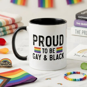 Stolt över att vara gay och svart regnbågsstolthet Två-Tonad mugg
