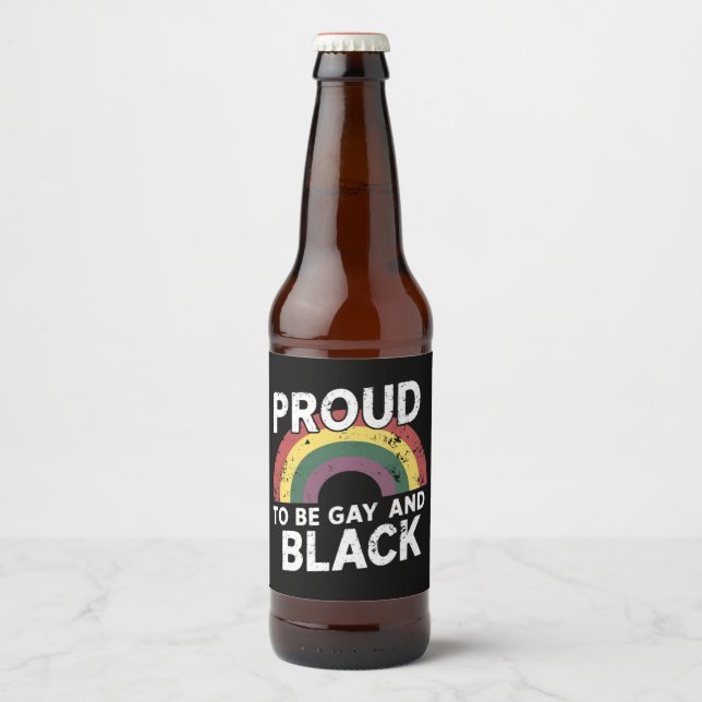stolt över att vara guldgruva och svart Pride måna Ölflaska Etikett (Framsida)