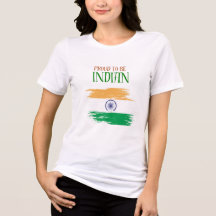 Stolt över att vara indisk trefärgad damt-shirt