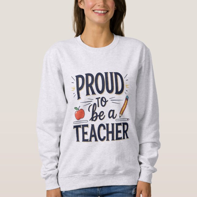 Stolt över att vara lärare – Lekfull typografi T Shirt (Framsida)