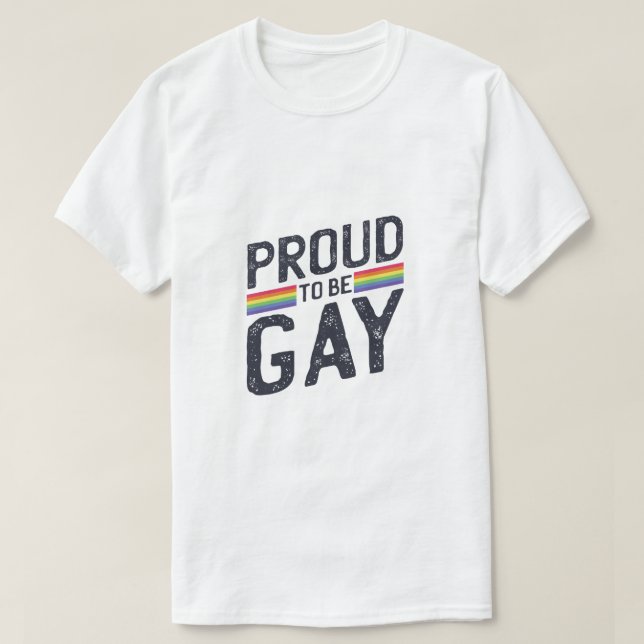 stolt över att vara Pridet för Gay Rainbow T Shirt (Design framsida)