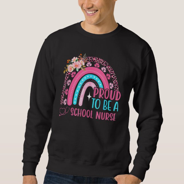 stolt över att vara Rosa leopard Rainbow Stethosc Lång Ärmad Tröja (Framsida)