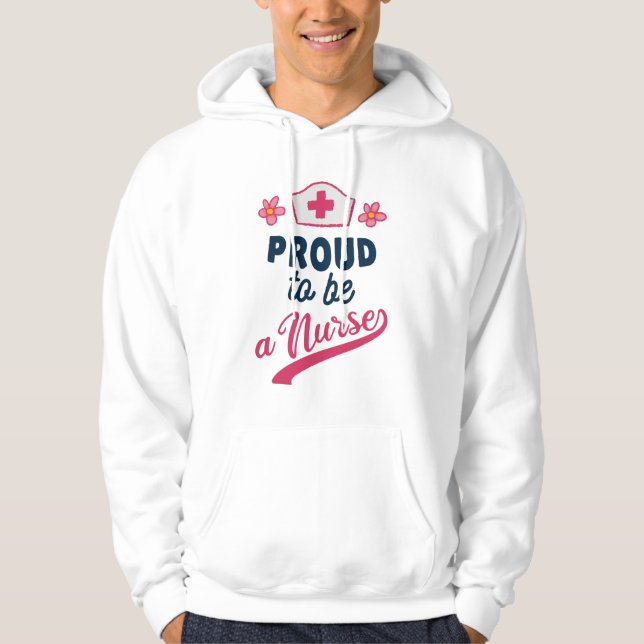 Stolt över att vara sjuksköterska hoodie (Framsida)