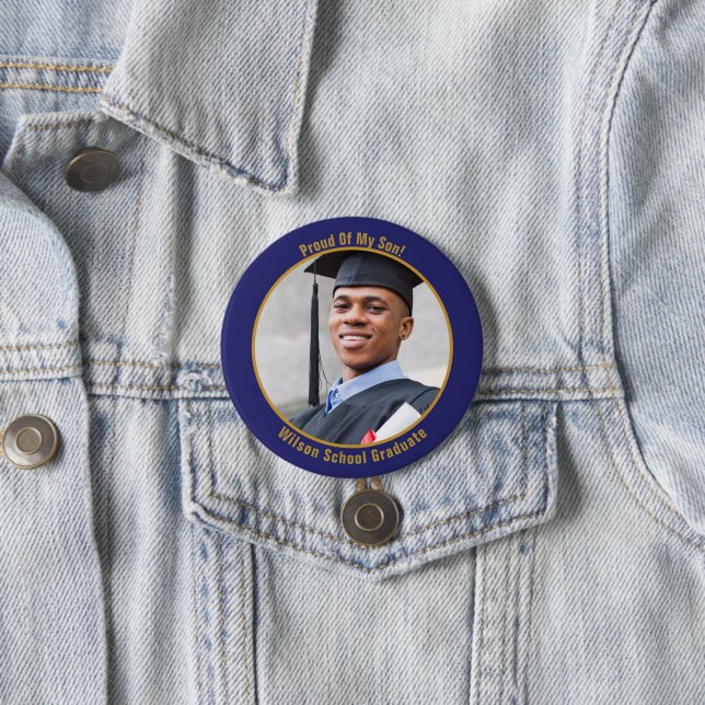stolt över din fotopatknapp Student Guld och Blå Knapp (In Situ)