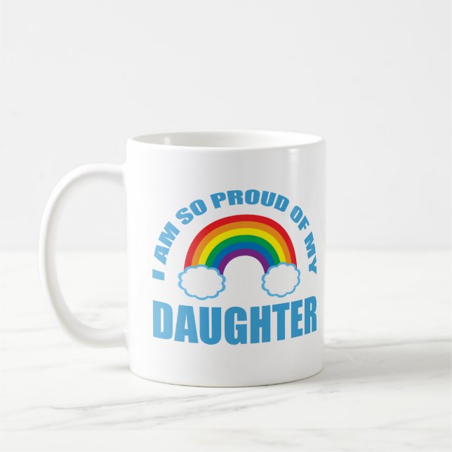 stolt över min dotter Rainbow Gay pride förälder Kaffemugg (Vänster)