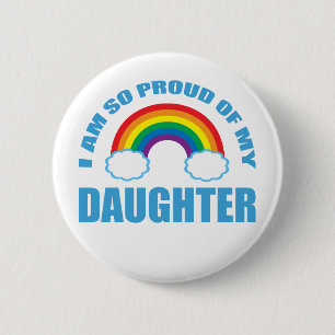 stolt över min dotter Rainbow Gay pride förälder Knapp