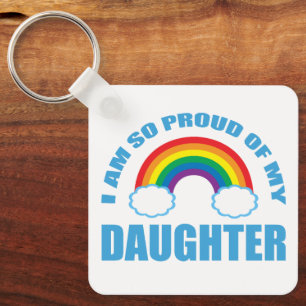 stolt över min dotter Rainbow Gay pride förälder Nyckelring