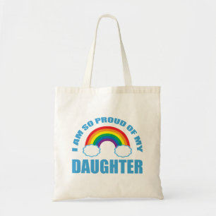 stolt över min dotter Rainbow Gay pride förälder Tygkasse