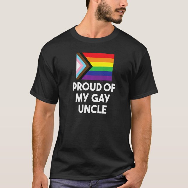 stolt över min gayfarbror Progress Flagga Ord T Shirt (Framsida)
