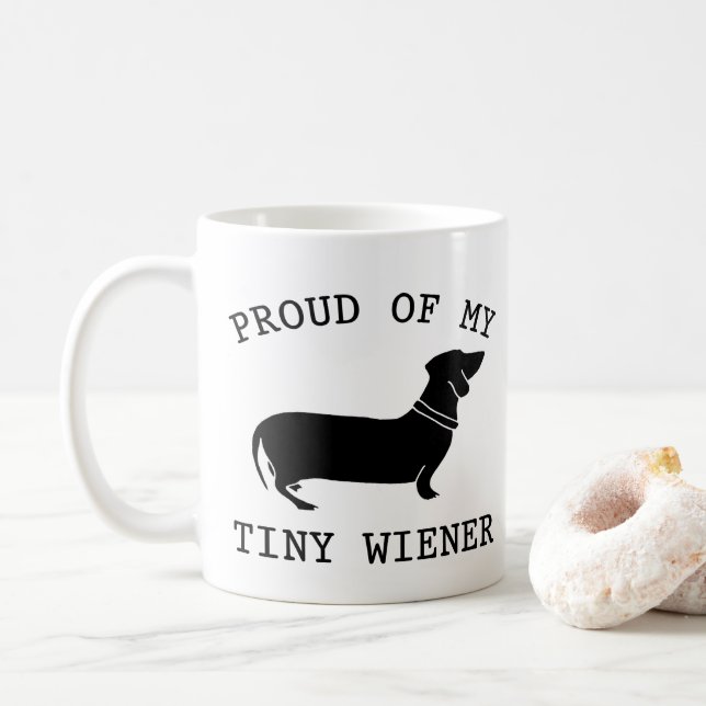 Stolt över min lilla wiener Rolig dachshund-citat Kaffemugg (Med munk)