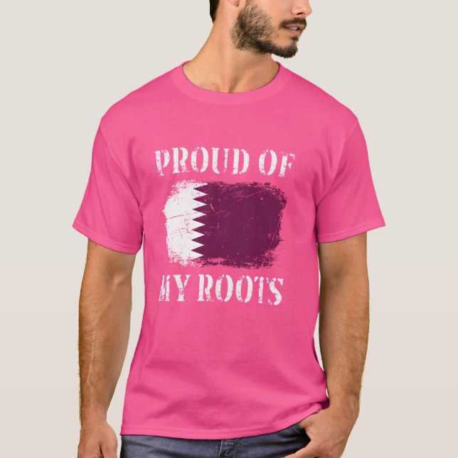 stolt över mina Qatari-rötter Qatari Flagga Qatar T Shirt (Framsida)