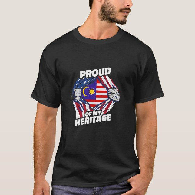 Stolt över mitt arv - Patriotisk malaysisk amerika T Shirt (Framsida)