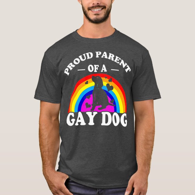 stolt överordnad till en Gay Hund Funny HGBTQ-supp T Shirt (Framsida)