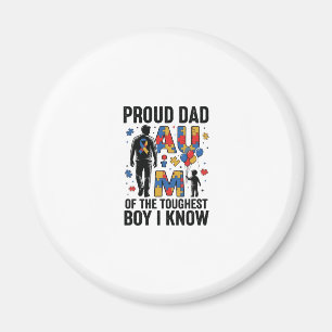 Stolt Pappa Autism Tuffaste Pojke Vintage Vektor D Magnet