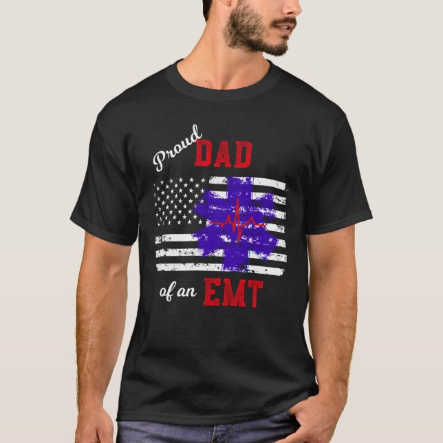 Stolt pappa av en paramedicinsk flagga för EMT T Shirt (Framsida)