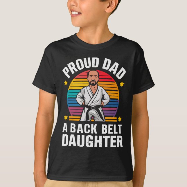 Stolt pappa bälte Dotter Rolig Karate Pappa Fars d T Shirt (Framsida)