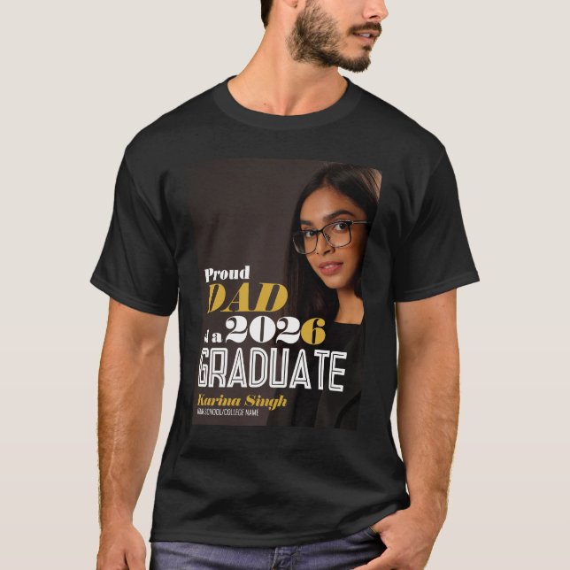 Stolt Pappa Examen Foto T-Shirt – Modern Chic (Framsida)