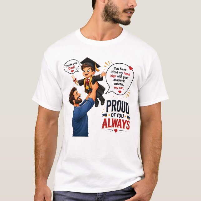 Stolt pappa firar sonens akademiska examen  t shirt (Framsida)