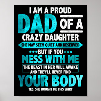 stolt Pappa från en galen dotter Fars dag Poster
