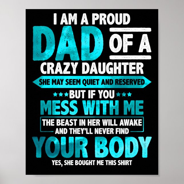 stolt Pappa från en galen dotter Fars dag Poster (Framsidan)