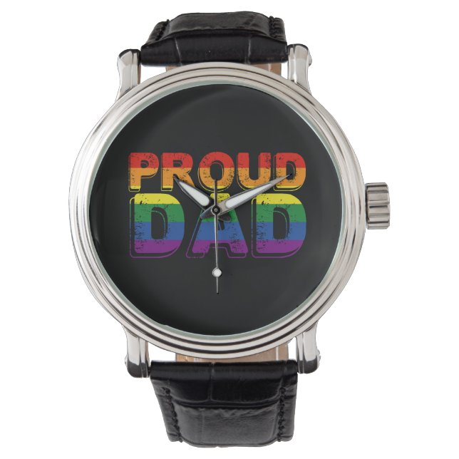 Stolt Pappa HBTQ Förälder Gay Pride Pappa Armbandsur (Framsida)