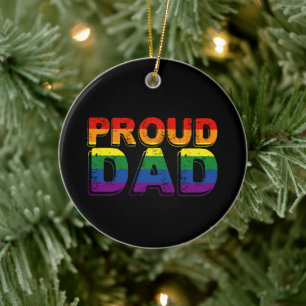 Stolt pappa HBTQ-förälder Gay Pride Pappa Julgransprydnad Keramik