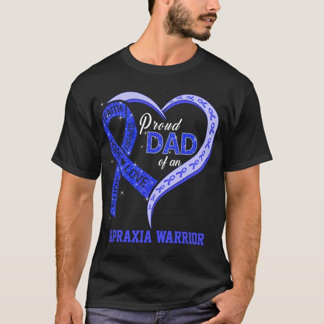 stolt Pappa i en Apraxia Warrior T Shirt (Framsida)