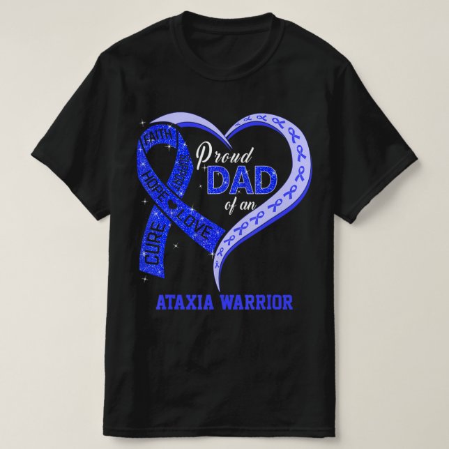 stolt Pappa i en Ataxi Warrior Blue Ribbon Matchin T Shirt (Design framsida)