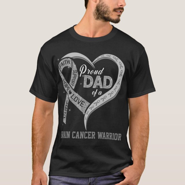 stolt Pappa i en hjärncancerkrigare T Shirt (Framsida)