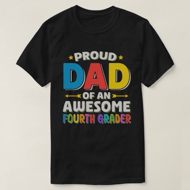 stolt Pappa i fjärde Fantastisk-klassen T Shirt (Design framsida)