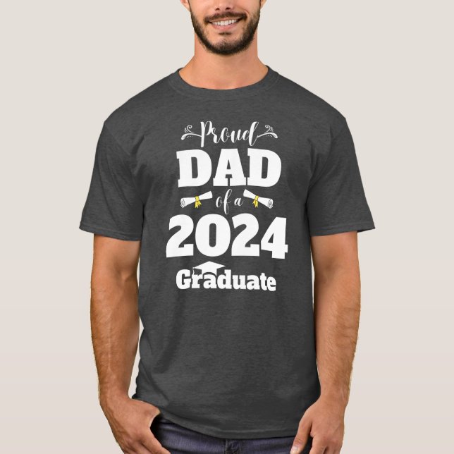 stolt Pappa i klass 2024 Student 2024 T Shirt (Framsida)