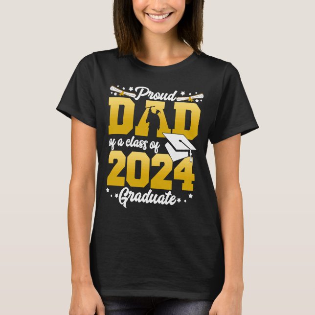 stolt Pappa i klass 2024 Student Studenten 2 T Shirt (Framsida)