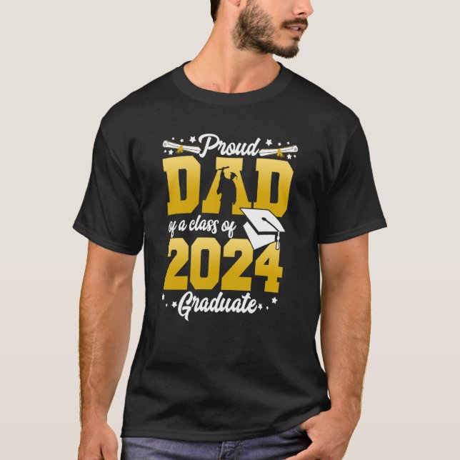 stolt Pappa i klass 2024 Student Studenten 2 T Shirt (Framsida)