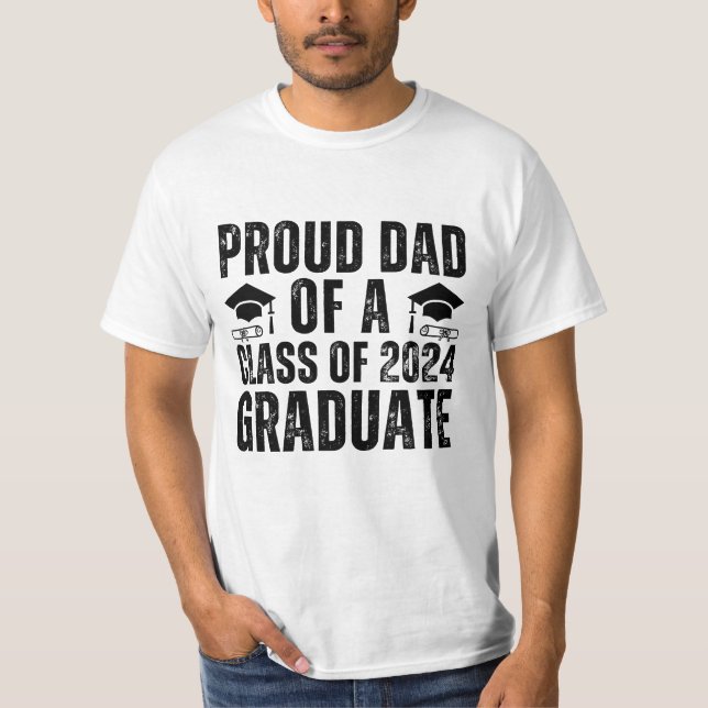 stolt Pappa i klass 2024 Student T Shirt (Framsida)