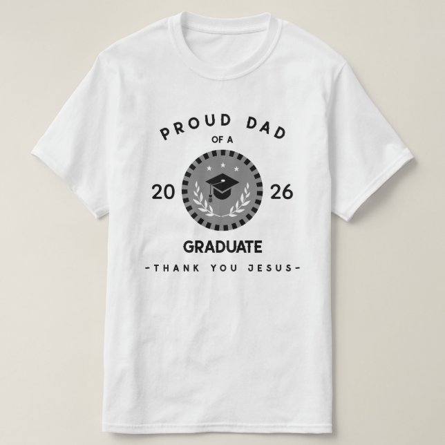 Stolt Pappa Kristet Examen Tack Jesus T Shirt (Design framsida)