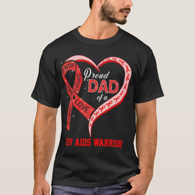 stolt Pappa om en Hiv Aids-krigare T Shirt (Framsida)
