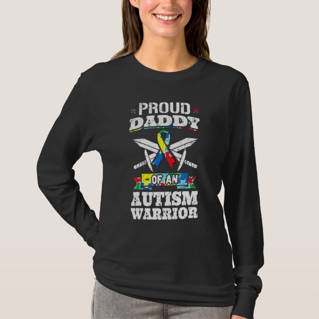 stolt pappa över en Autism Warrior Autistic Awaren T Shirt (Framsida)