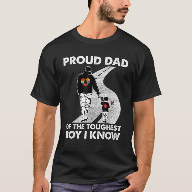 stolt Pappa på den tuffaste pojken jag känner Auti T Shirt (Framsida)
