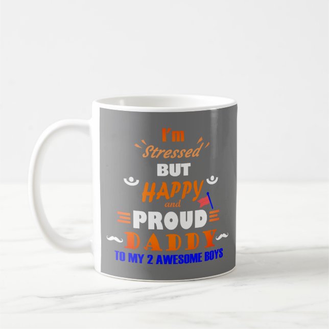 Stolt pappa till 2 pojkar  kaffemugg (Vänster)
