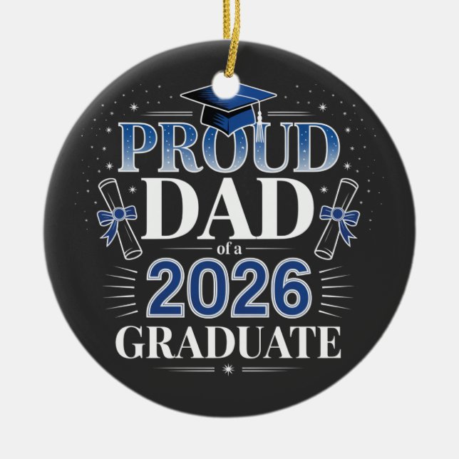 Stolt pappa till en 2026 examen Fars dag  Julgransprydnad Keramik (Framsidan)