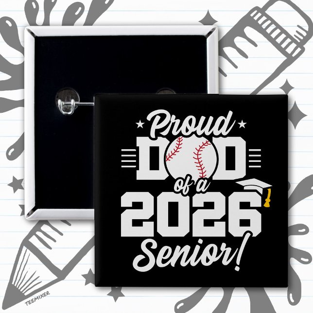 Stolt pappa till en 2026 Senior Baseball-examen Knapp (Skapare uppladdad)