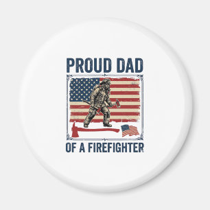 Stolt pappa till en brandman Vintage Flag Vector_1 Magnet