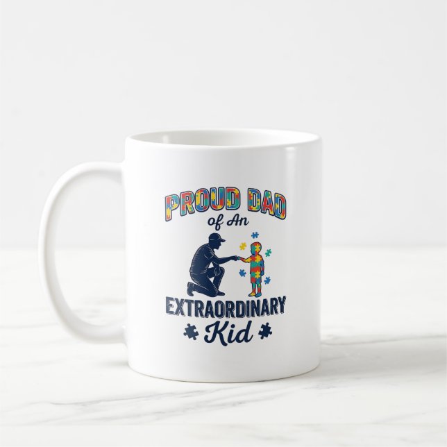 Stolt pappa till ett extraordinärt barn Autism Vec Kaffemugg (Vänster)