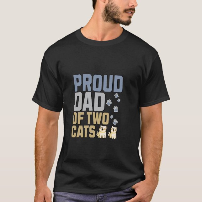 Stolt Pappa till Två Katter T-shirt (Framsida)